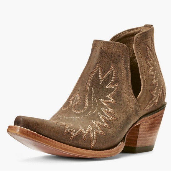 Ariat Shoes - Ariat Dixon - Taupe Brown Leather Cutout Ankle Booties